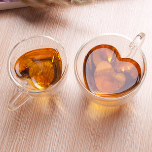 1pc Heart Glass Mug for lover Couple Cups Thick Glass Mug Tea Beer Milk Juice Cup Drinkware Best Gift for Wife Dropshipping
