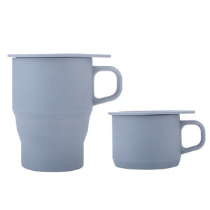 Coffee Mug With Straw Silicone Folding Water Cups BPA FREE Food Grade Collapsible Tea Cup Travel Foldable Coffee Cup